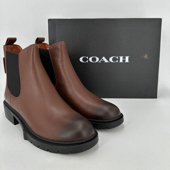 Coach Women's Lyden Leather Chelsea Boot Ankle Bootie - Walnut G5488 - Size 9.5B - Picture 2 of 6